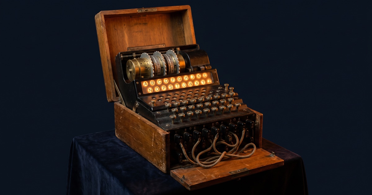 Enigma Cipher Machine — interactive 3D exhibit